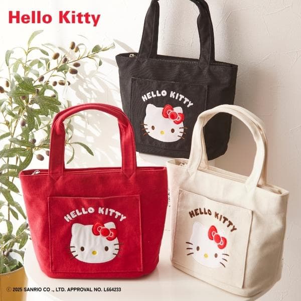 バッグ(鞄) Hello Kitty ハローキティ キティ 11ポケット シンプル キャンバス ランチトート 手提げ…
