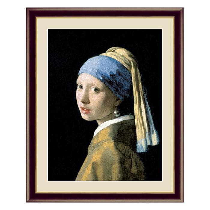 アート 額絵 真珠の耳飾りの少女 フェルメール 本紙サイズ F4(約31x23cm) 額サイズ 42x34cm 三幸