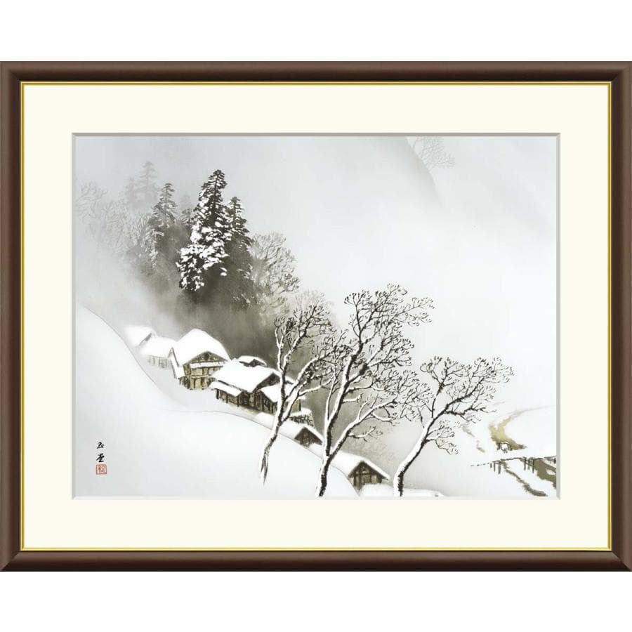 10年保証 絵画 版画 吹雪 川合玉堂 手彩仕上 高精細巧芸画 F4