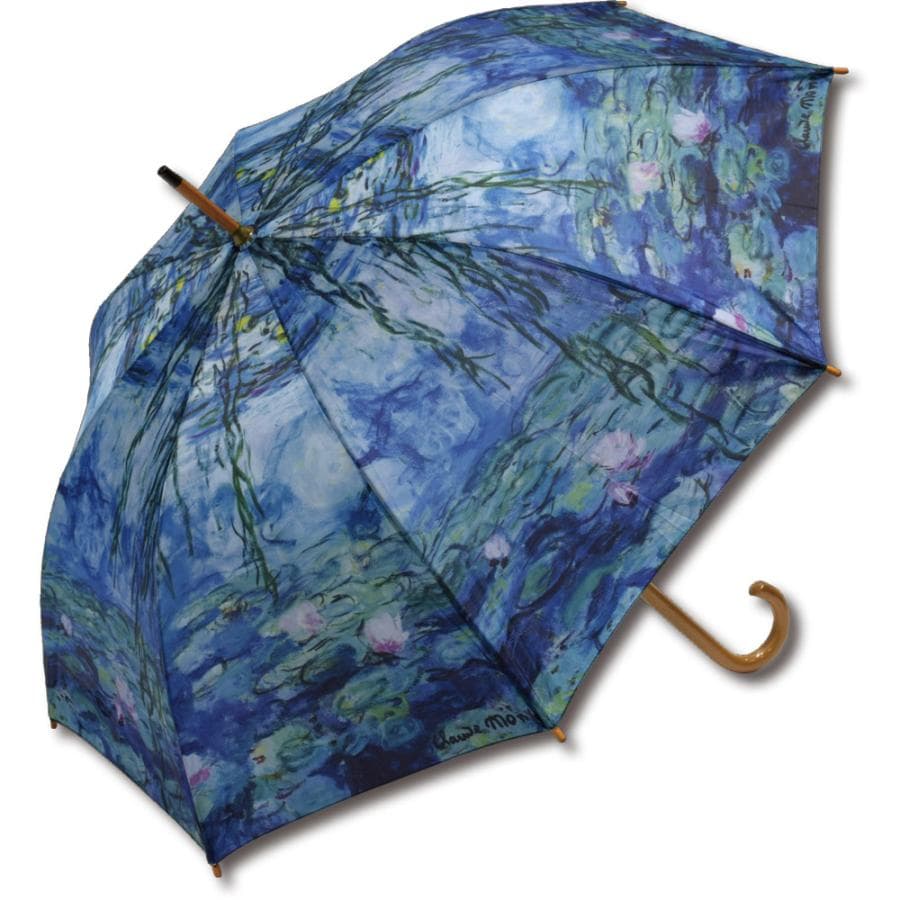 傘 名画木製ジャンプ傘(モネ「睡蓮」) おしゃれ レディース 長傘 レイングッズ 雨の日 おでかけ 雨 雨傘…