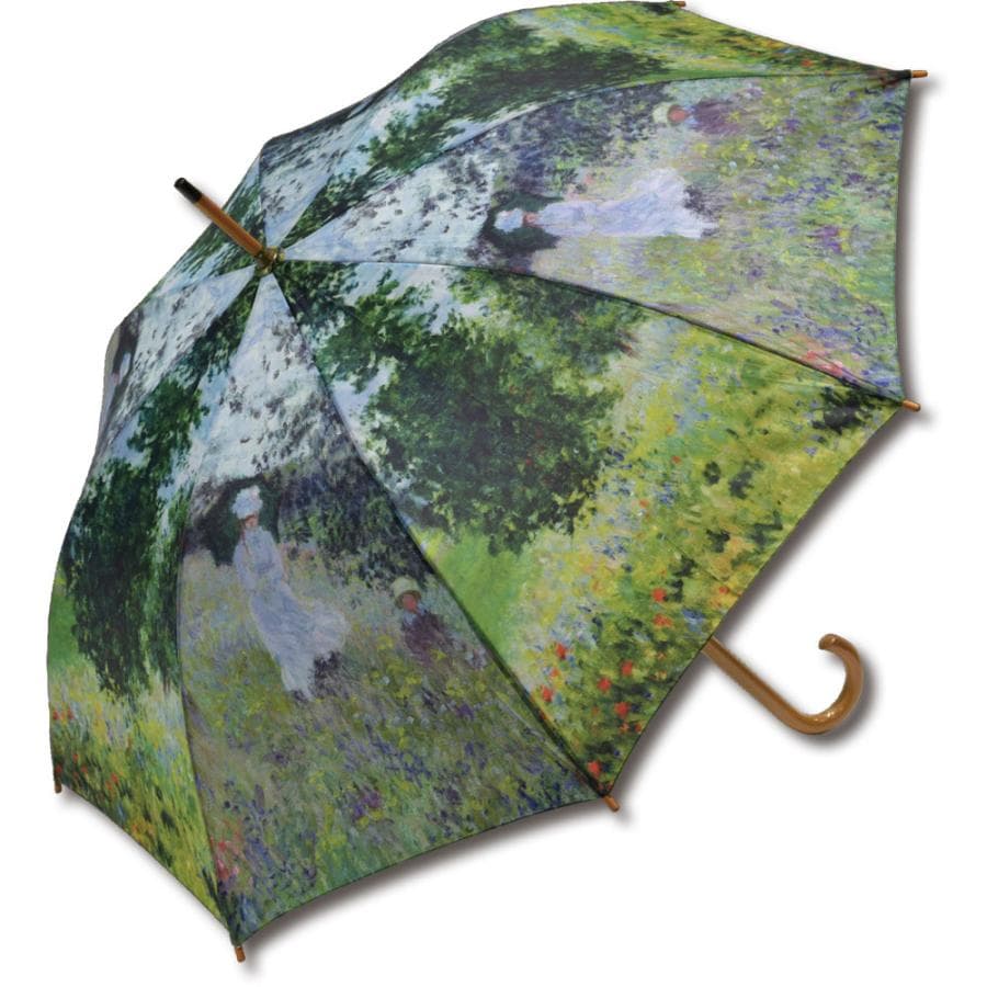 傘 名画木製ジャンプ傘(モネ「散歩」) おしゃれ レディース 長傘 レイングッズ 雨の日 おでかけ 雨 雨傘…