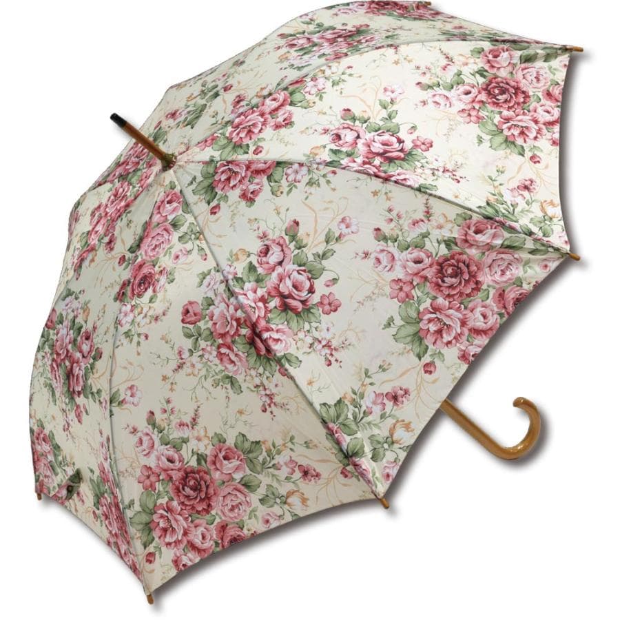 傘 名画木製ジャンプ傘(ローズLEMON) おしゃれ レディース 長傘 レイングッズ 雨の日 おでかけ 雨 雨傘…