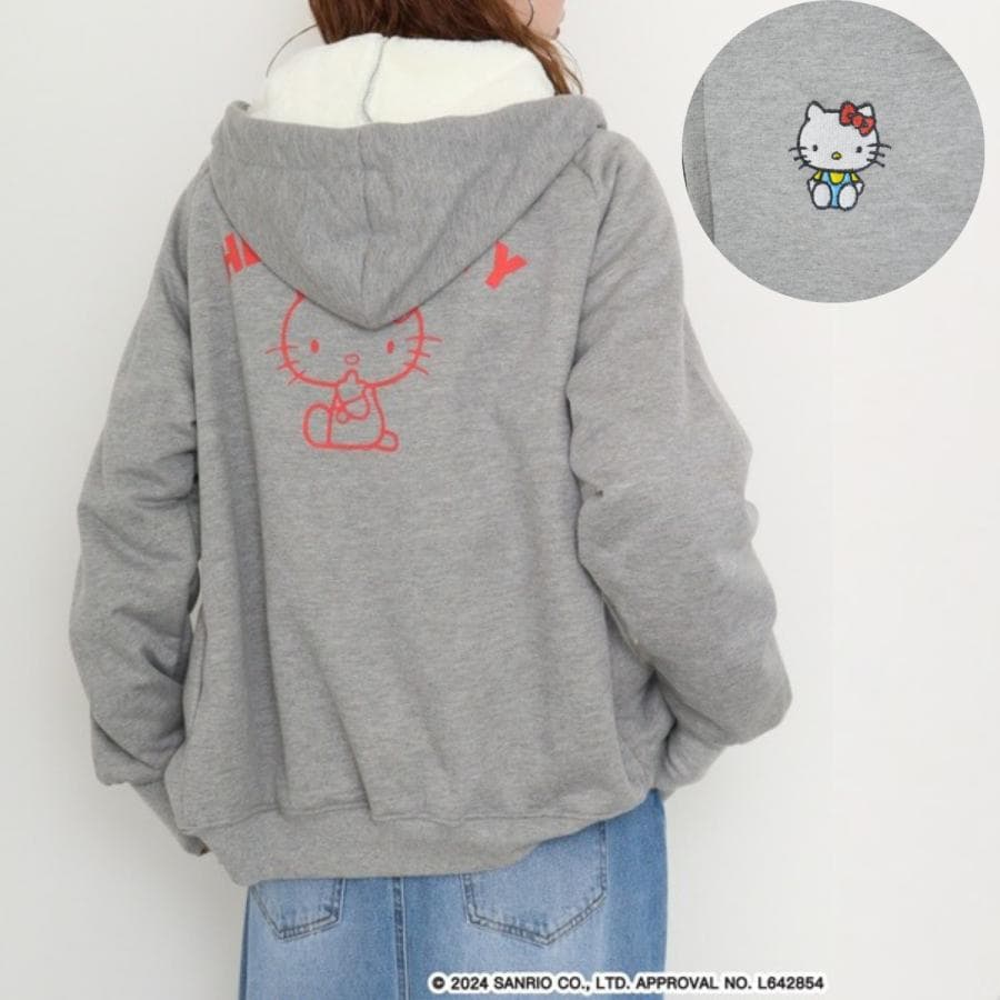 ハローキティ サンリオ アウター パーカー ロング丈 長袖 プリント 刺繍 sanrio キティ