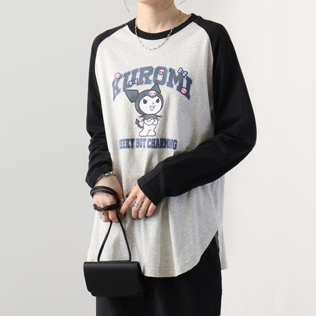 クロミ ラグラン プリントTシャツ 春秋 カジュアル サンリオキャラクターズ