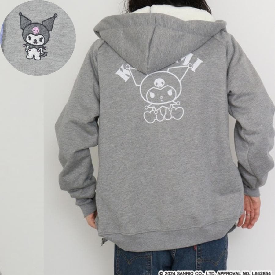 クロミ パーカー サンリオ 刺繍 プリント 長袖 アウター 裏起毛 スウェット