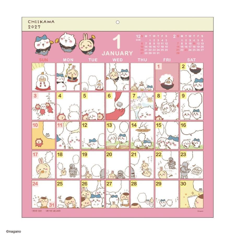 ちいかわ 2027Calendar 壁掛けカレンダー2027年 コミックデザイン スケジュール イラスト 書き込み…