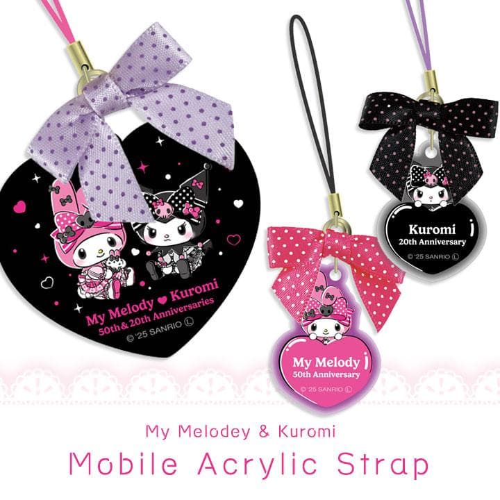 マイメロディ&クロミ ピンクブラックパーティ モバイルアクリルストラップ サンリオ sanrio マイメロ クロミ