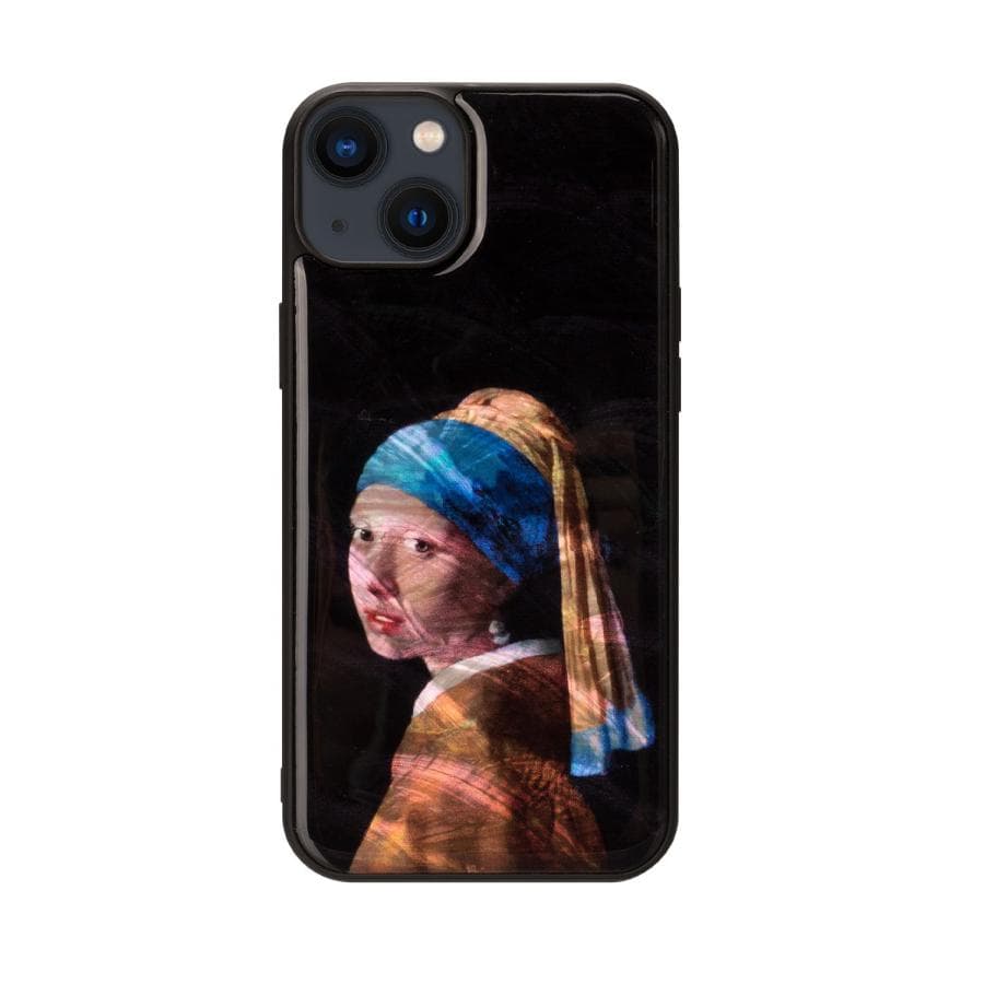 Ikins 天然貝ケース for iPhone 14 Plus 真珠の耳飾りの少女 背面カバー型 仕入先在庫品