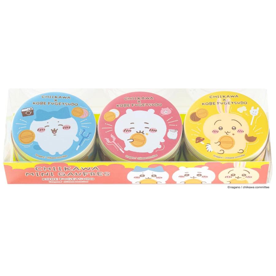 正規品 神戸 風月堂 ちいかわ ミニ ゴーフル お菓子 缶入り ちいかわ ハチワレ うさぎ 3缶 セット)各 6枚入り…