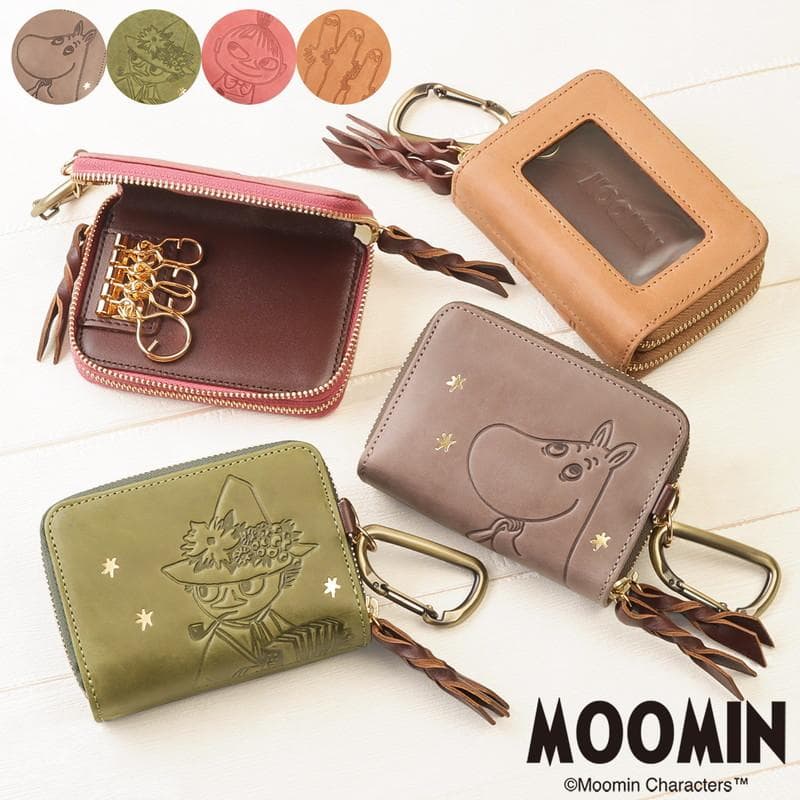 キーケース レディース ムーミン MOOMIN 本革 クリア窓 カラビナ スマートキーケース カードポケット…