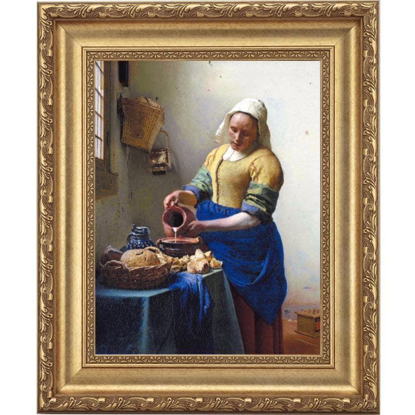 フェルメール 牛乳を注ぐ女 4号 立体複製名画 美術品 レプリカ 絵画 額付き インテリア - アートの友社