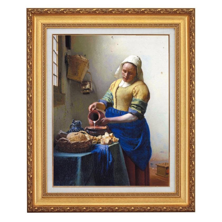 フェルメール 牛乳を注ぐ女 10号 立体複製名画 美術品 レプリカ 絵画 額付き インテリア - アートの友社