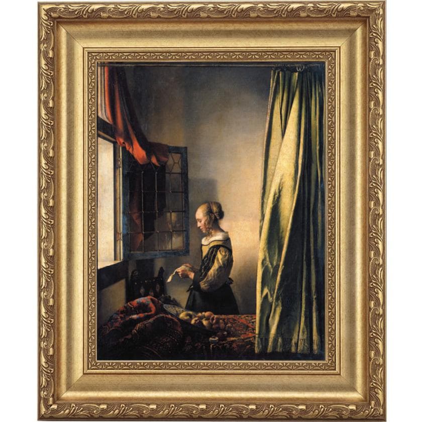 フェルメール 窓辺で手紙を読む女 4号 立体複製名画 絵画 額付き インテリア - アートの友社