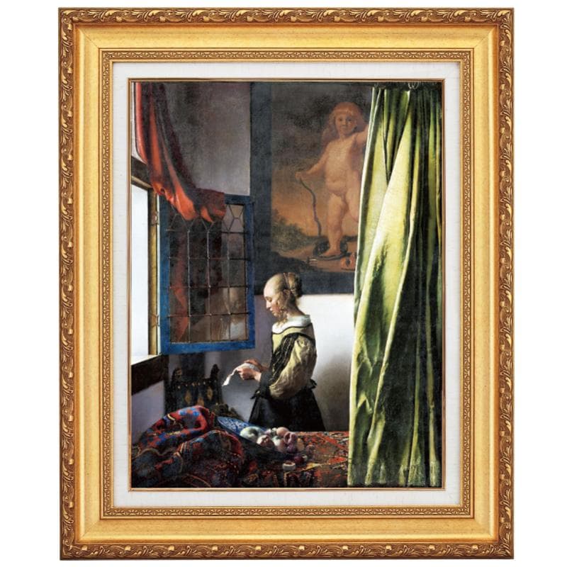 フェルメール 窓辺で手紙を読む女 10号 立体複製名画 額付き 壁掛け 有名画家 - アートの友社