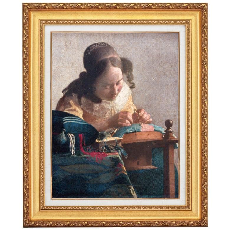 フェルメール レースを編む女 10号 立体複製名画 額付き 壁掛け 有名画家 - アートの友社