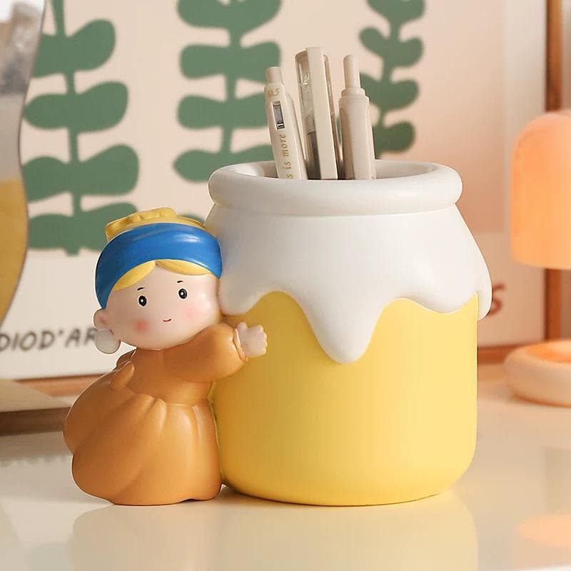 真珠の耳飾りの少女ペン立て かわいい 卓上デコレーション プレゼントに-lj1178