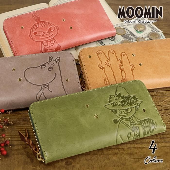 MOOMIN ムーミン 長財布 本革 ラウンドファスナー レディース 革 ムーミン グッズ スナフキン ミイ…