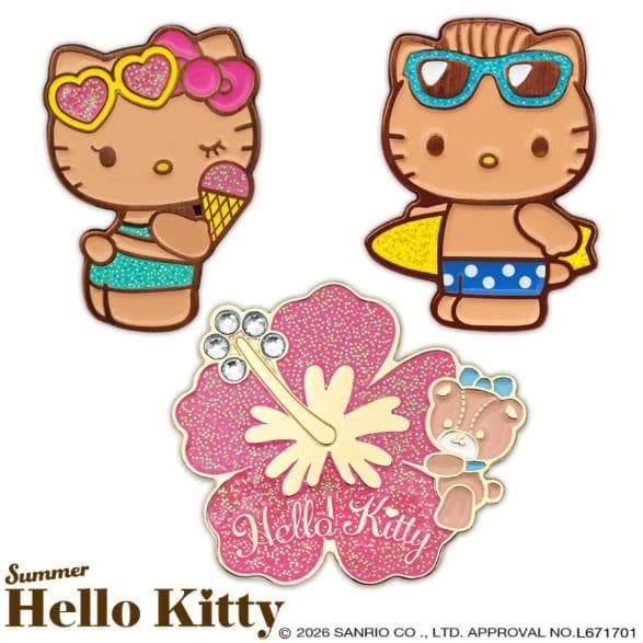 サンリオ ハローキティ(日焼け) ゴルフマーカー KTM004 マーカー2個 台座1個セット sanrio
