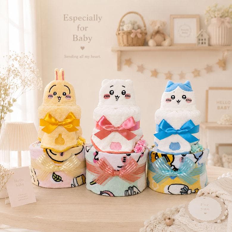 おむつケーキ ちいかわ ループタオル 2段 紙おむつ ギフト
