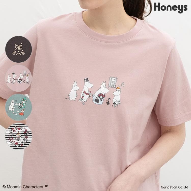 トップス カットソー 綿 UVカット キャラクター USAコットン レディース SALE Honeys ハニーズ…
