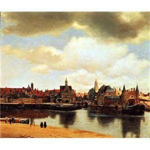 世界の名画シリーズ、プリハード複製画 ヨハネス・フェルメール作 「デルフトの眺望」(額縁付)【代引不可】