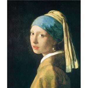 世界の名画シリーズ、プリハード複製画 ヨハネス・フェルメール作 「青いターバンの少女」(額縁付)