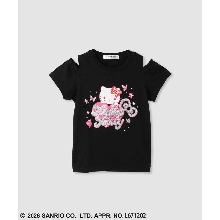 サンリオキャラクターズ ハローキティ Tシャツ 子供服 女の子 キッズ 半袖 肩あき 肩出し トップス 爆買