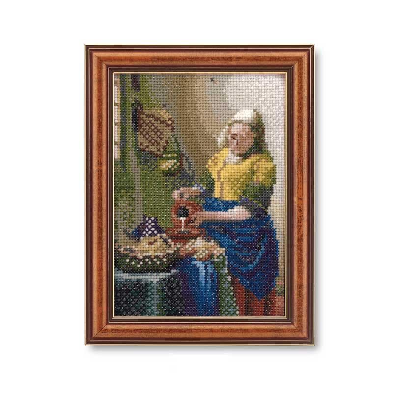 クロスステッチキット「牛乳を注ぐ女」フェルメール作 名画 絵画 専用フレーム付 オリムパス 7586