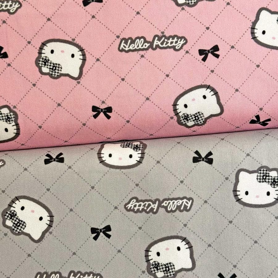 ハローキティ ガーリー柄 オックス生地 ピンク/グレー(サンリオキャラクター/入園入学通園通学)835965…