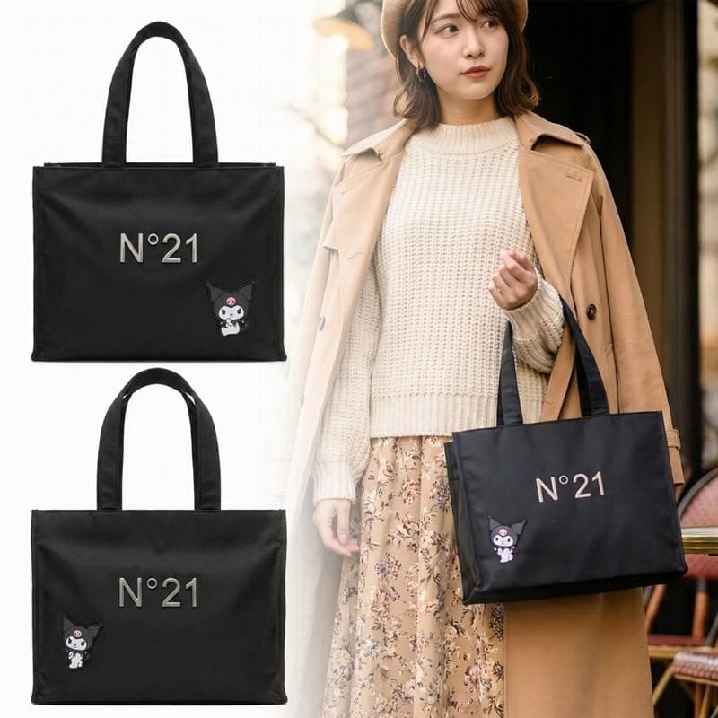 N°21 ヌメロ ヴェントゥーノ KUROMI クロミ BOX TOTE BAG SIDE BACK ショッパーセット