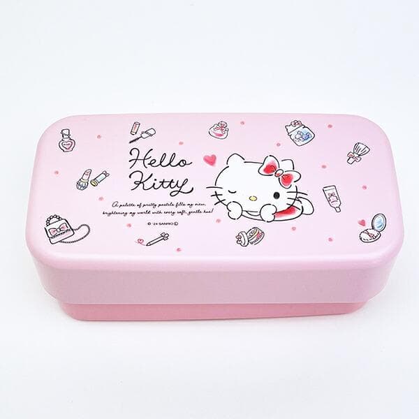 サンリオ ハローキティ カトラリー付ランチボックス2段 水彩コスメ 弁当箱 日本製 Sanrio