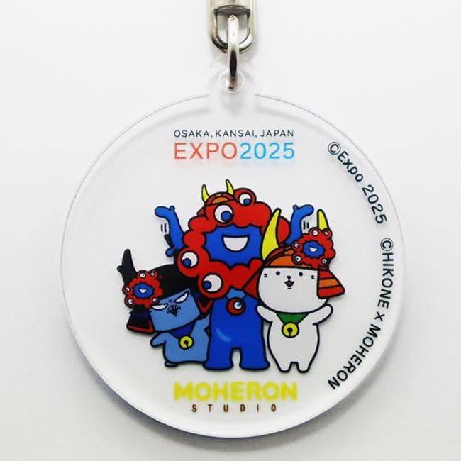 ミャクミャク×ひこにゃん×わるにゃんこ将軍 アクリルチャームキーホルダー 45mm径 大阪・関西万博コラボレーション商品