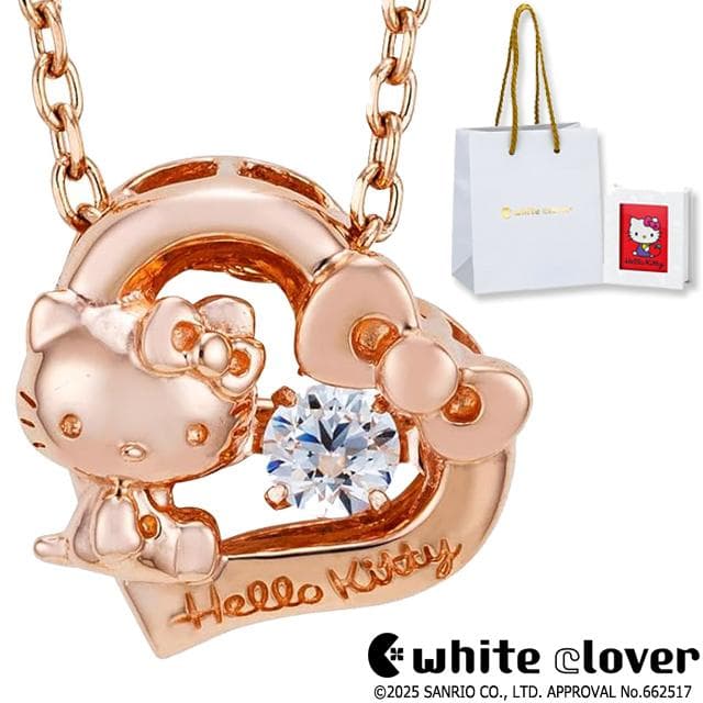 whiteclover ハローキティ ダンシングストーンネックレス ピンクゴールド 爆買 シルバー925…
