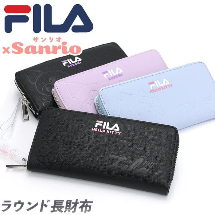 フィラ 財布 FILA 長財布 サンリオ カラーエンボス ラウンドファスナー ウォレット キティ クロミ 合皮…