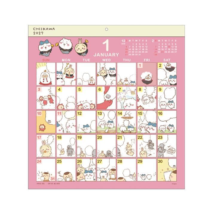 ちいかわ 2027Calendar 壁掛けカレンダー2027年 コミックデザイン スケジュール イラスト 書き込み…