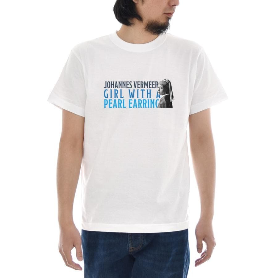 フェルメール Tシャツ 真珠の耳飾りの少女 ロゴ ジャスト 半袖Tシャツ メンズ レディース 大きいサイズ 絵画…