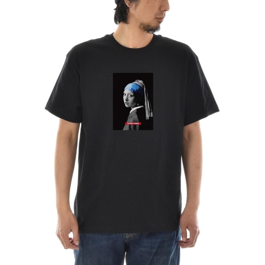 【半袖 アートTシャツ】フェルメール Tシャツ 真珠の耳飾りの少女 モノクロブルー 半袖 メンズ レディース…