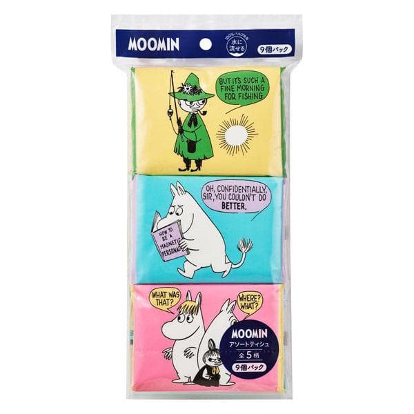 ティッシュペーパー 8組 ムーミンふっくらやわらか水に流せるポケットティシュ 全5柄 9個×2パック(18個入)…