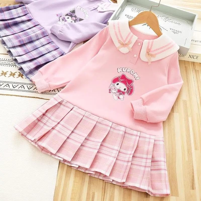 クロミちゃん パーカー 女の子 ワンピース 長袖 パーカー風 子供服 ドレス 女の子 キッズ 薄手 厚手 裏起毛…