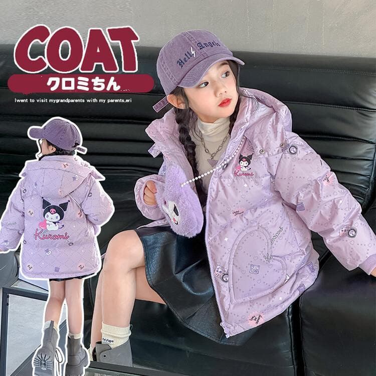 クロミ ちゃん コート ダウン クロミ秋冬服 子供服 綿入れの服 ジャケット 子供 女の子 キッズ 前開き フード付き…