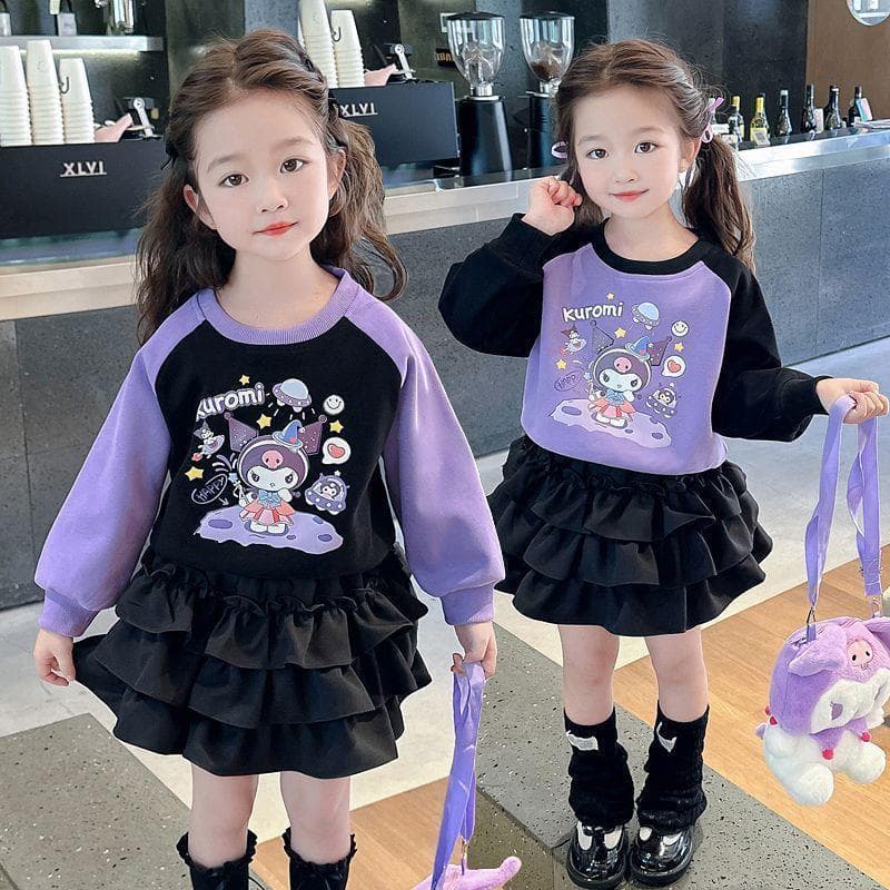 クロミちゃん マイメロ 春 長袖 ワンピース スカート パーカー キッズ服 子供服 春秋冬 女の子 クロミワンピース…