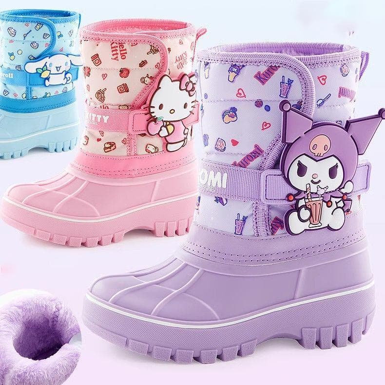 クロミ風 ちゃん スノーブーツ シナモン 子供 キッズ ブーツ ウィンターブーツ 長靴 暖かい アウトドア 防寒靴…