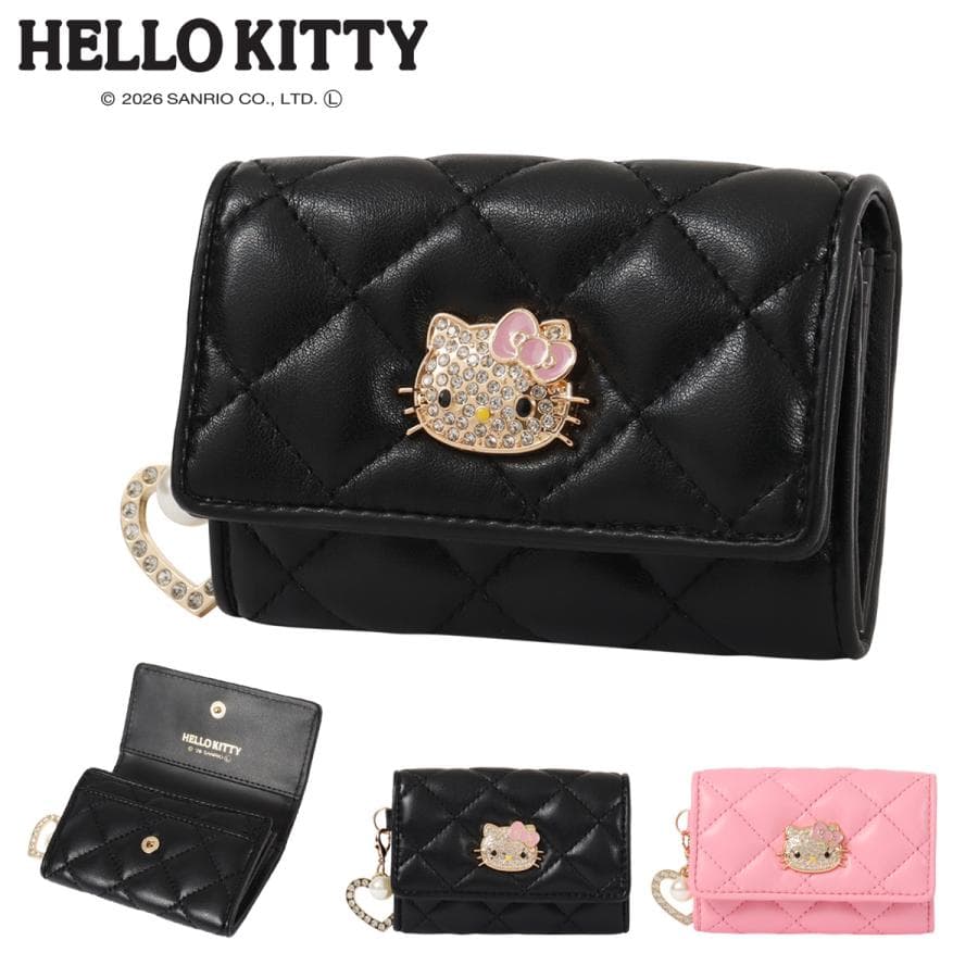 ハローキティ 名刺入れ キルティング レディース KT-W5273 HELLO KITTY ラインストーン ハート…