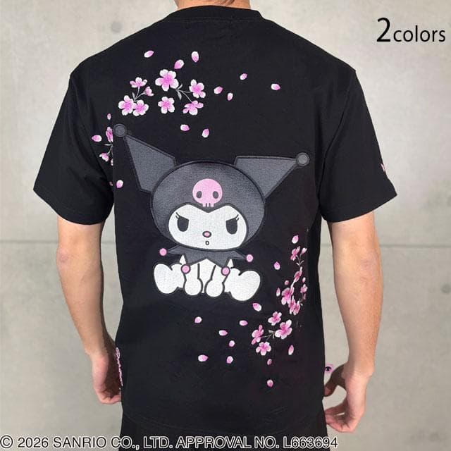 kuromi×絡繰魂コラボ KUROMI SAKURA半袖Tシャツ 絡繰魂 262090 和柄 刺繍 クロミ サンリオ…
