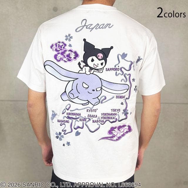 kuromi×絡繰魂コラボ KUROMI JAPAN半袖Tシャツ 絡繰魂 262091 和柄 刺繍 クロミ バク…