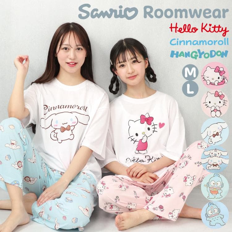 パジャマ 半袖 レディース サンリオ かわいい ルームウェア 夏 上下セット ハローキティ シナモロール ハンギョドン…