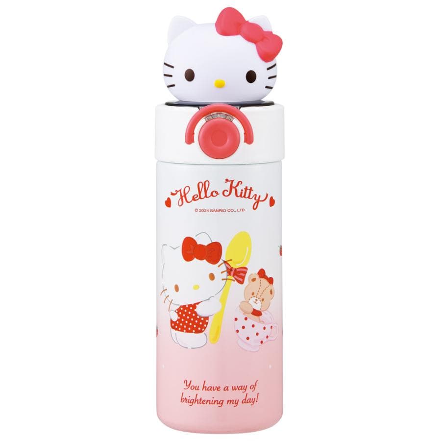 ハローキティ マスコット付 ステンレスボトル ストロー水筒 スケーター STBM4 子供 水筒 420ml 保冷…