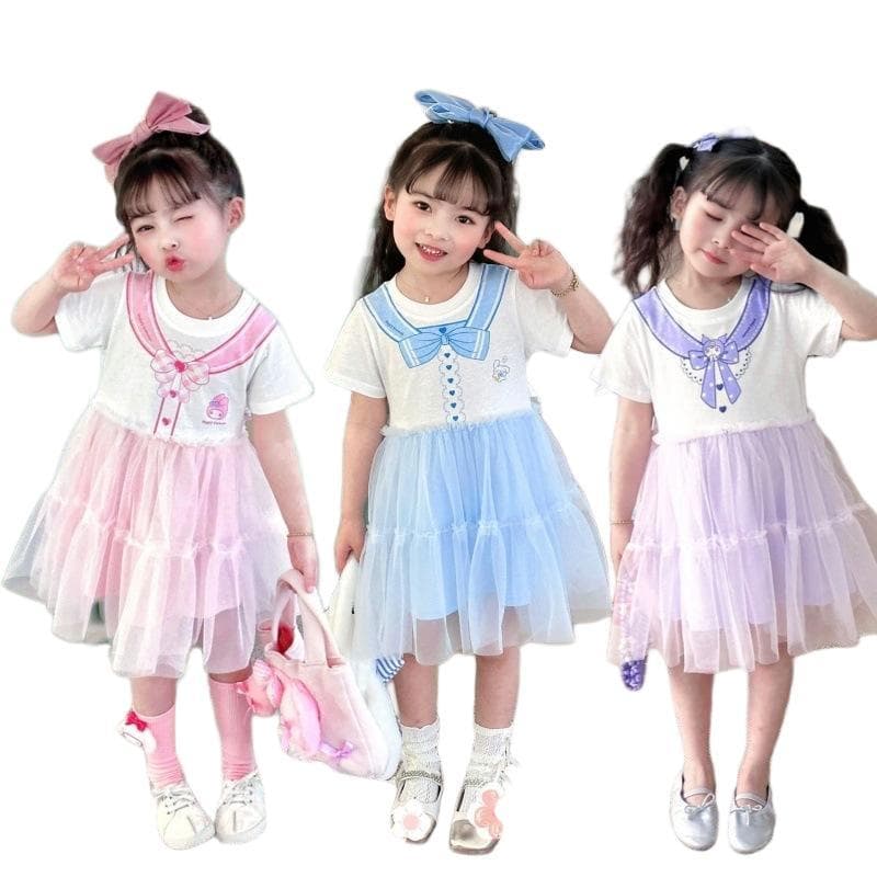 クロミ マイメロ 子供服 ワンピース 女の子シナモン チュールドレス 半袖 夏服 ふわふわ かわいい プリンセス…