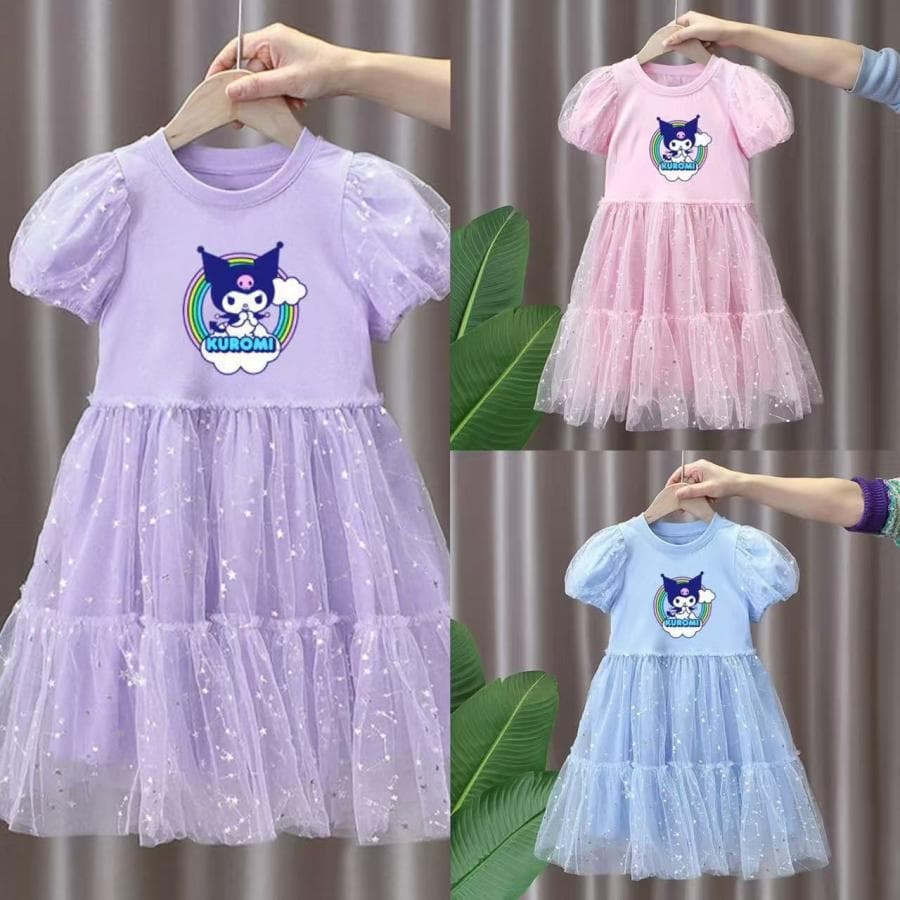 クロミ 子供服 ワンピース プリンセスドレス 女の子 夏服 半袖 パフスリーブ チュール ふわふわ かわいい おしゃれ…