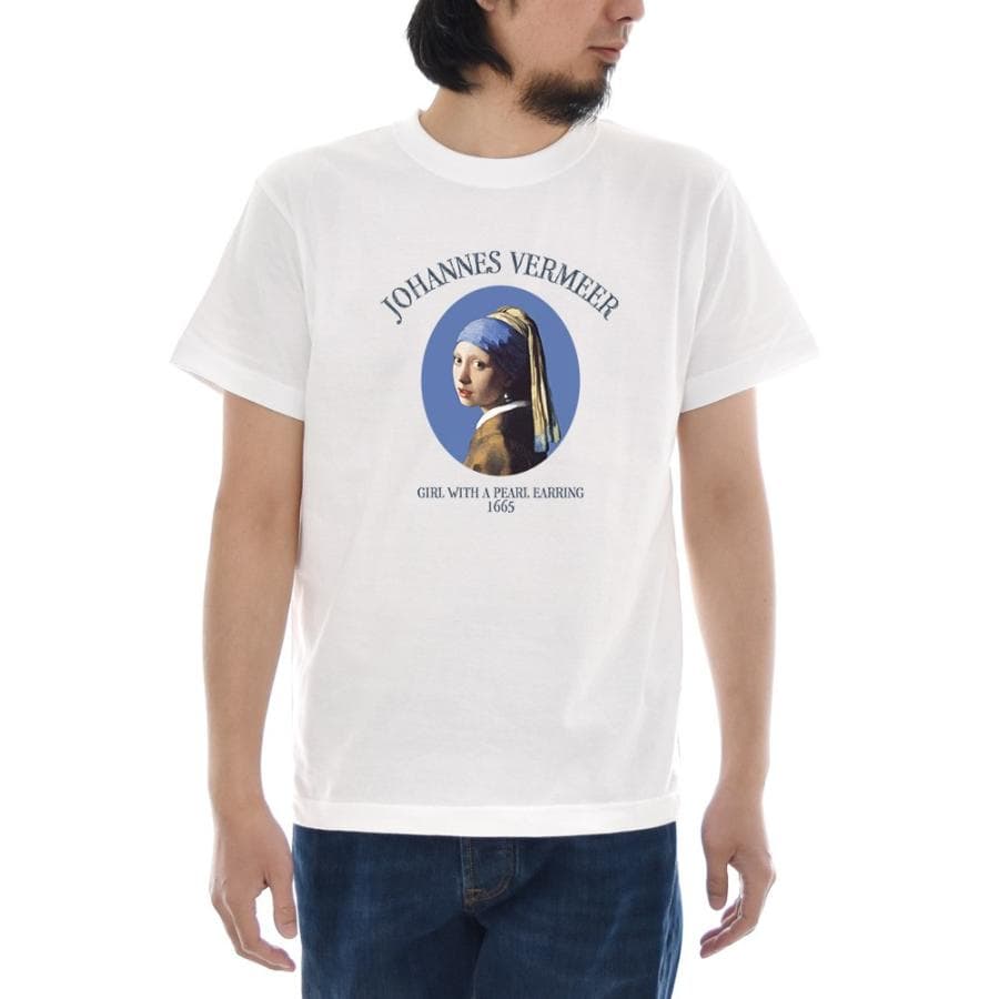 フェルメール Tシャツ 真珠の耳飾りの少女 サークル ジャスト 半袖Tシャツ メンズ レディース 大きいサイズ 絵画…